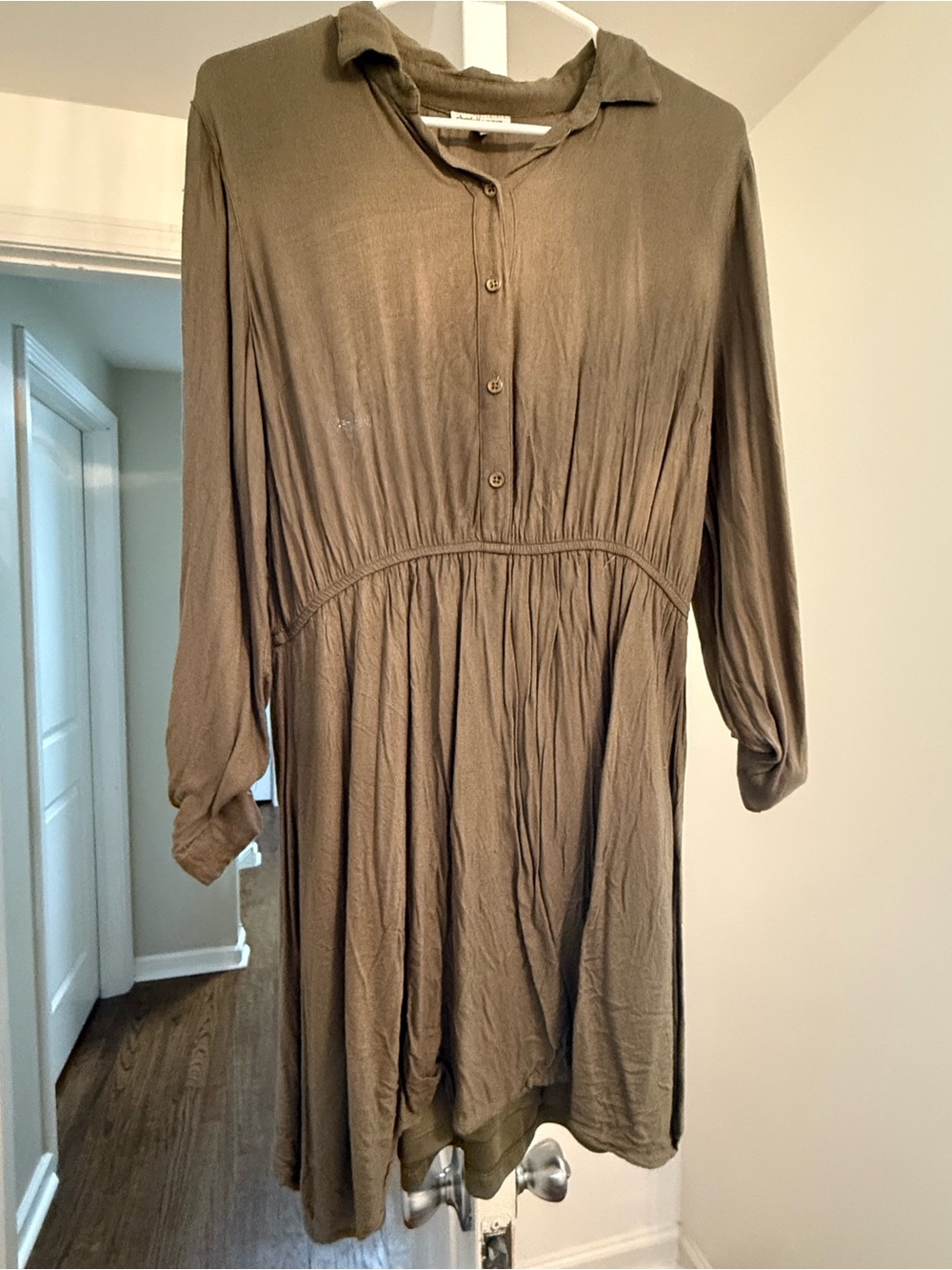 Charlotte Russe Olive Long-Sleeve Button Front Tunic